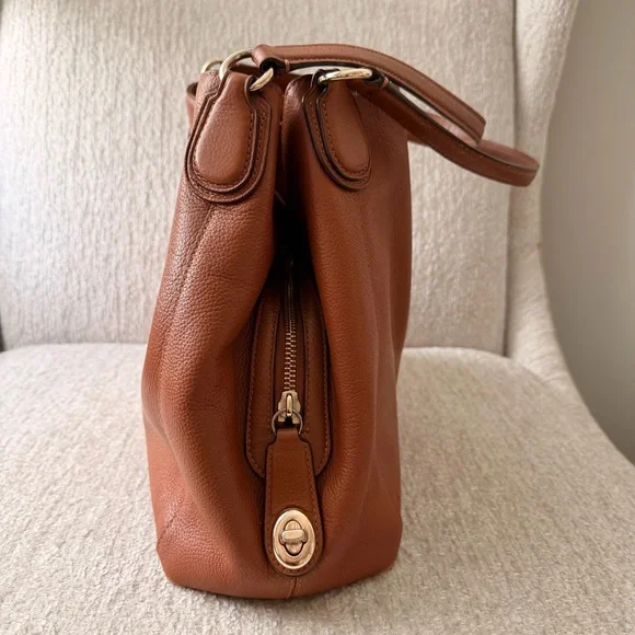 Coach Edie Pebbled Leather Shoulder Bag in Saddle Tan Brown - Picture 4 of 10